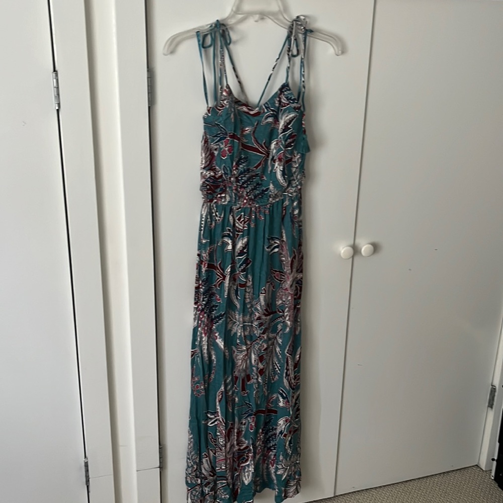 NWT LOFT Jersey Teal Printed Maxi